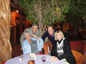 Lori, Ed, Henry, and Nadine having dinner at Tangos for Nadines Birthday