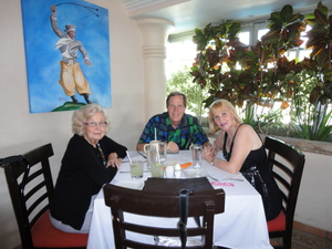 Mary, Henry, and Nadine, enjoying lunch on the waterfront in Chapala