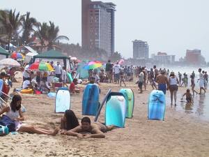 A typical day on the beach during Easter Week